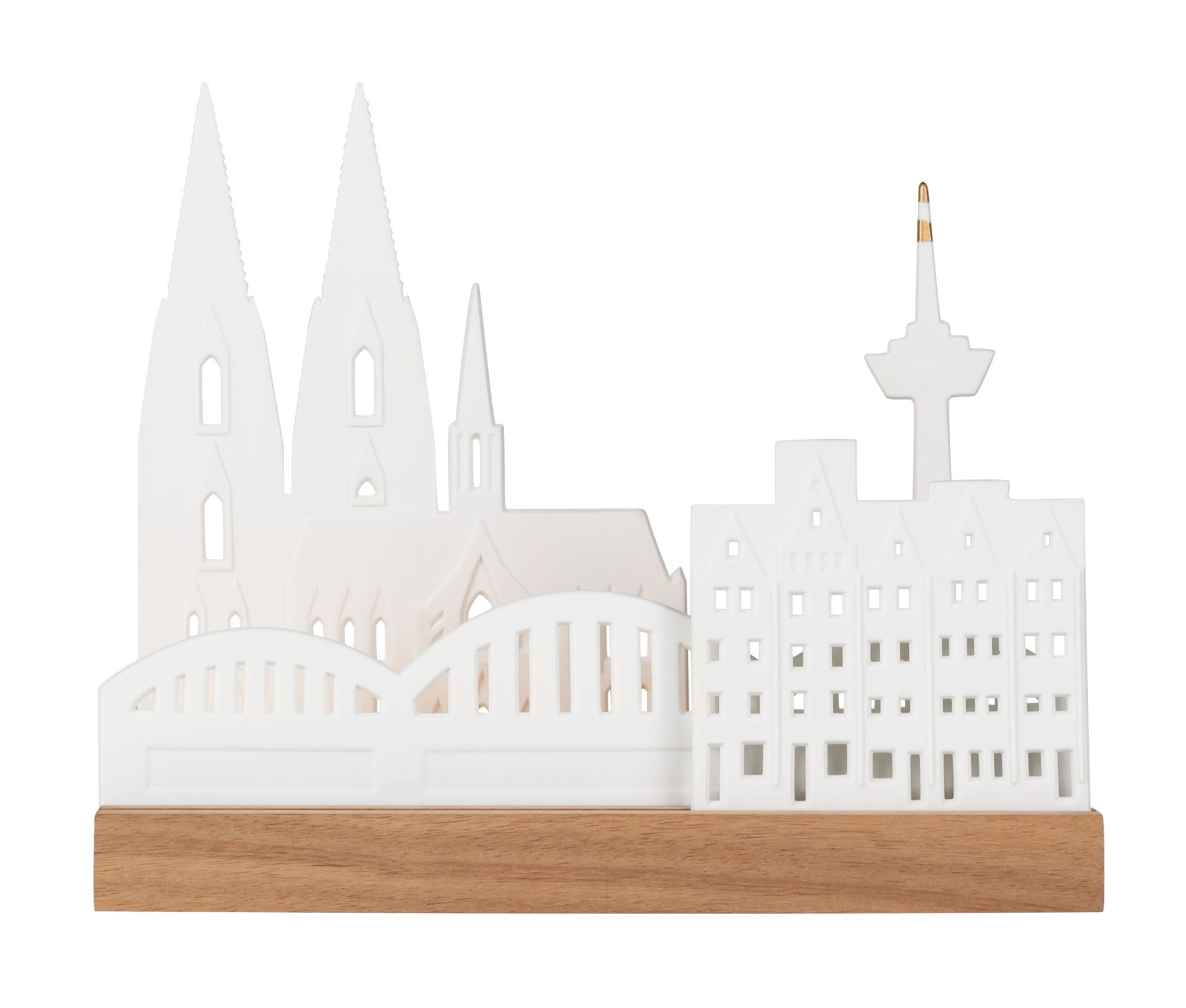 Lichtobjekt Stadtsilhouette Köln Räder