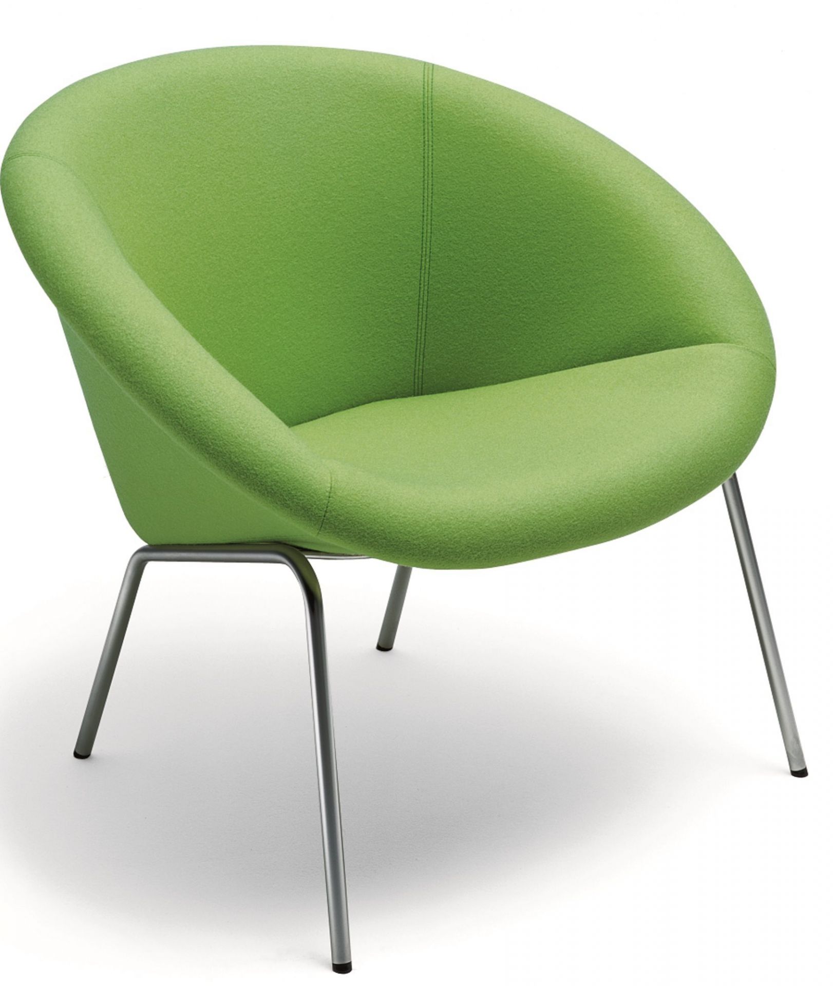Grüner Sessel 369 von Walter Knoll mit Stahlbeinen, moderner Lounge Sessel für Wohnzimmer.