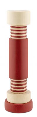 Rote Alessi Gewürzmühle aus Holz für Salz, Pfeffer und andere Gewürze.