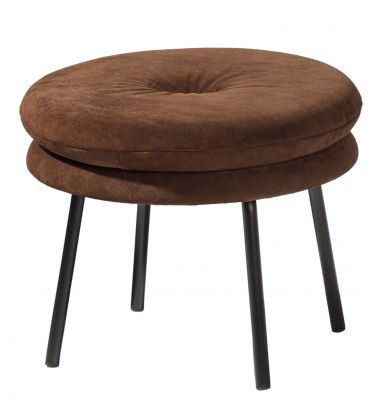 Brauner Little Tom Hocker von Richard Lampert mit schwarzem Metallgestell, ideal als Sitzmöbel.