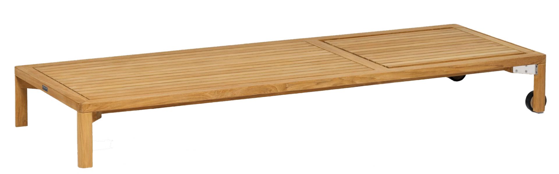 New Hampton Sonnenliege von Weishäupl, Outdoor Liege aus Teakholz mit Rollen.