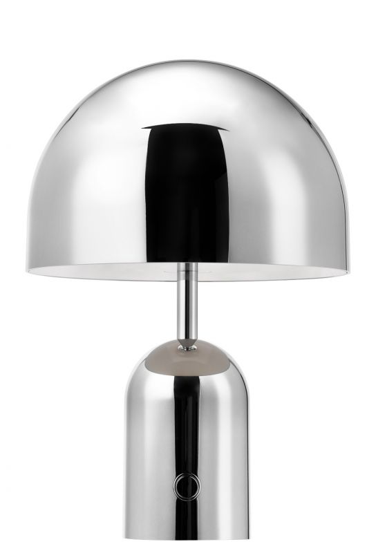 Bell Portable LED Tischleuchte von Tom Dixon in Silber, Akkuleuchte für den Innenbereich.
