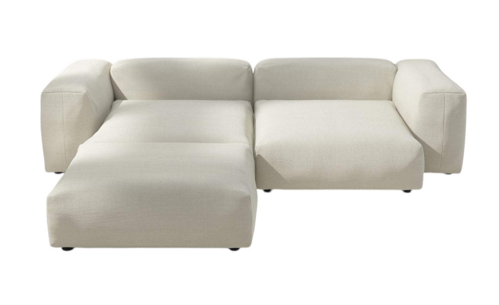 Beiges vetsak Outdoor Sofa Set mit Ottomane, modernes modulares Lounge Sofa für Garten und Terrasse.