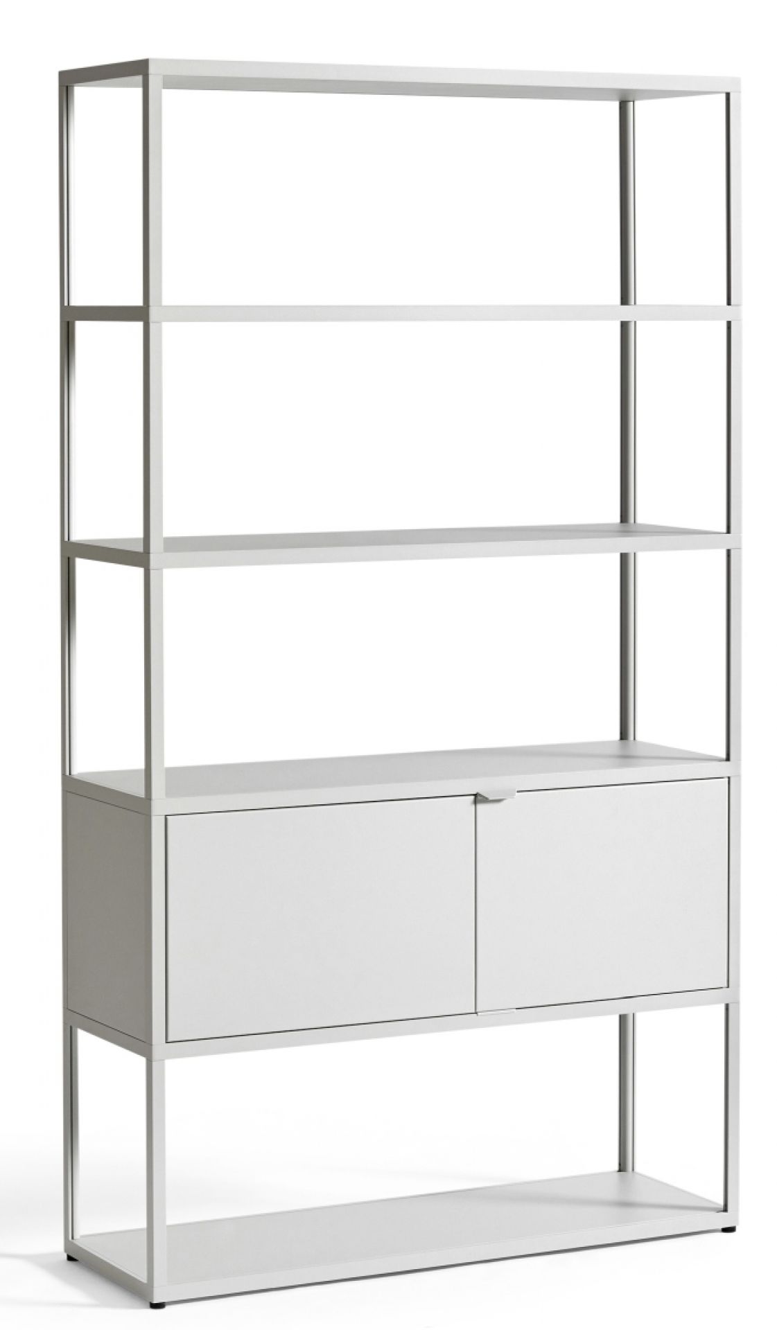 Weißes New Order Regal von Hay mit Regalböden und Schrankfächern für Wohnzimmer oder Büro.