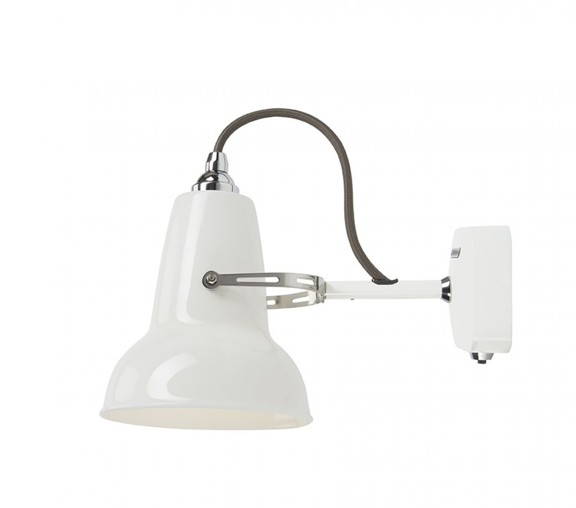 Weiße Anglepoise Original 1227 Mini Wandleuchte aus Keramik, flexible Innenbeleuchtung für die Wand.