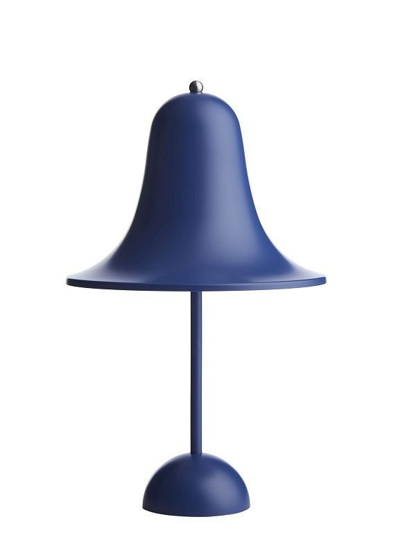 Blaue Pantop Tischleuchte von Verpan: Moderne, kabellose Akkuleuchte für den Innenbereich.