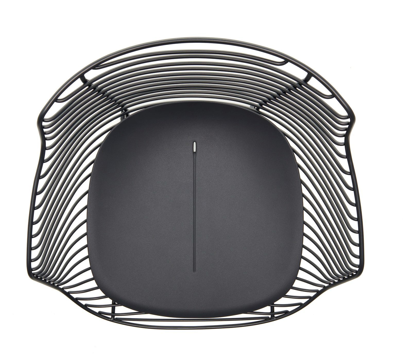 Draufsicht: Schwarzer Flow Filo Stuhl von MDF Italia mit filigranem Drahtgestell.