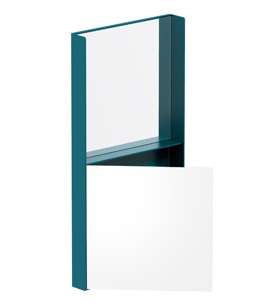 OneTwo Spiegel von Richard Lampert in Türkis mit Ablage, moderner Wandspiegel für Bad und Flur.