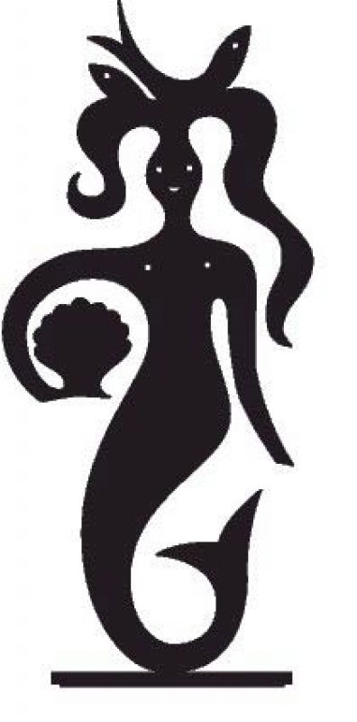 Schwarze Vitra Silhouettes Figur einer Meerjungfrau mit Muschel in der Hand als Deko-Objekt.