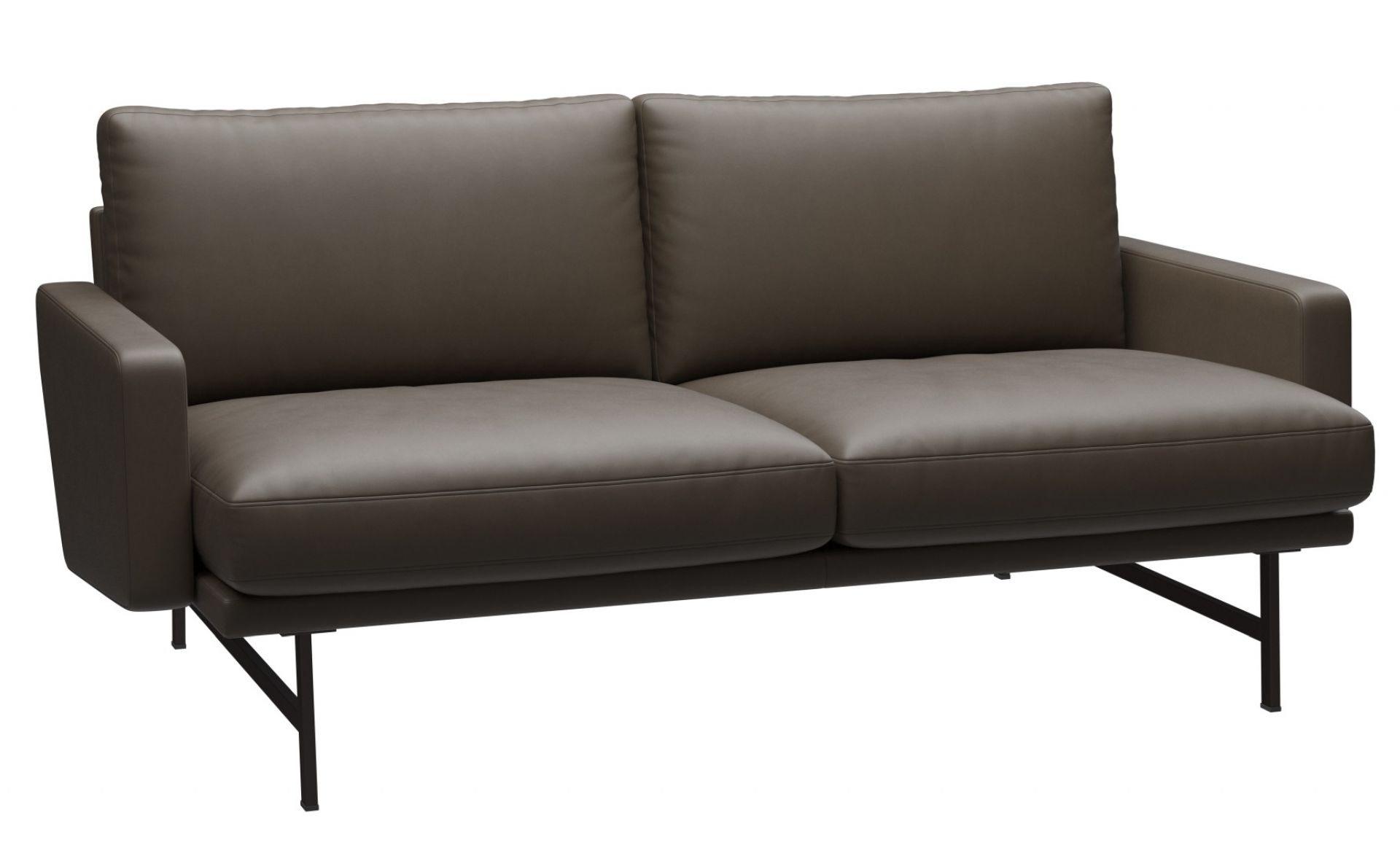 Braunes Lissoni Sofa von Fritz Hansen mit Lederbezug und minimalistischem Design.