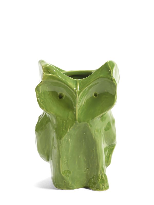 Grüne Eule Vase von Serax, dekorative Keramik Blumenvase in Eulenform für Wohnaccessoires.