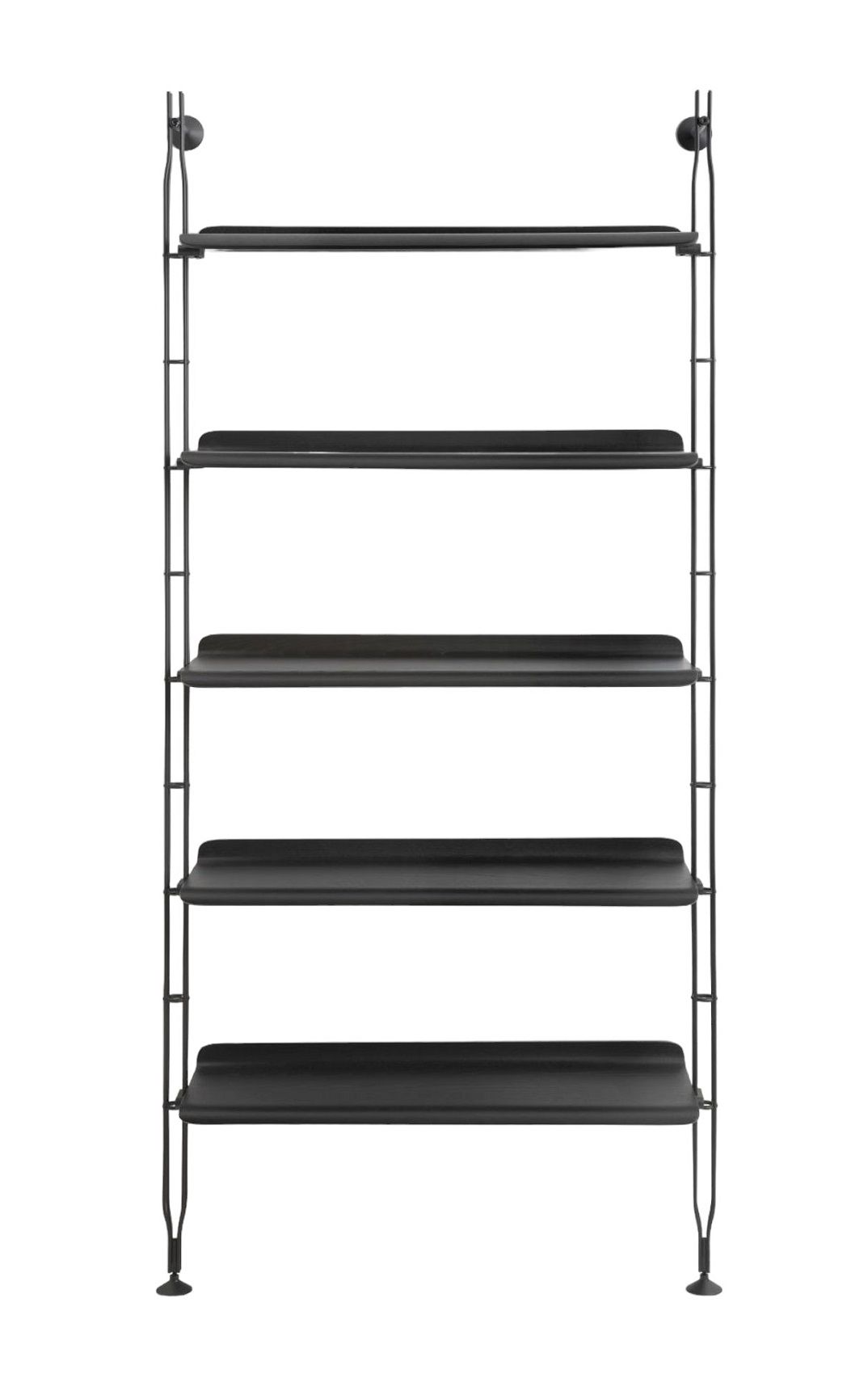 Schwarzes Adam Regal mit fünf Ablagen und zwei Regalstehern aus Esche von Kartell.