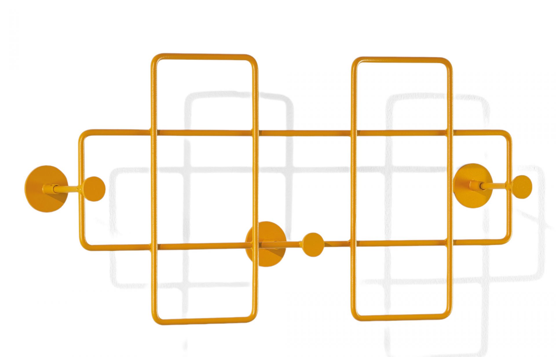 Gelbe Bazar Wandgarderobe von Richard Lampert, moderne Design Garderobe aus Metall für Flur und Eingangsbereich.