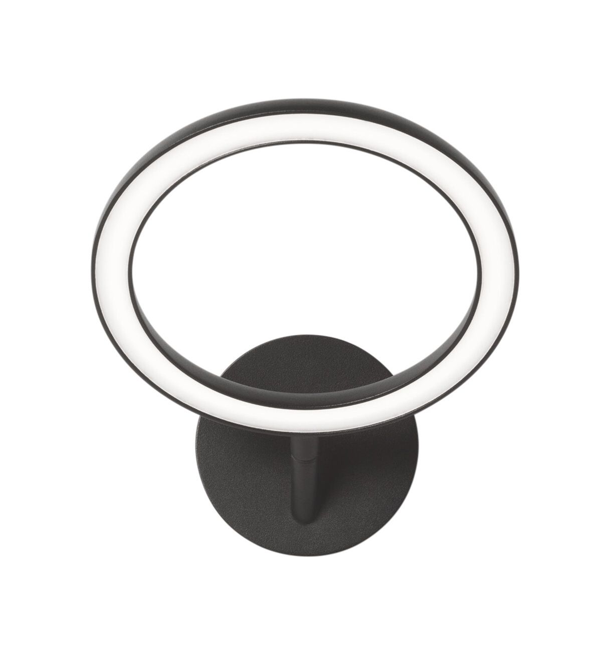 Echo Wall Wandleuchte Japth: Moderne, schwarze LED-Wandlampe in Ringform für indirekte Beleuchtung.
