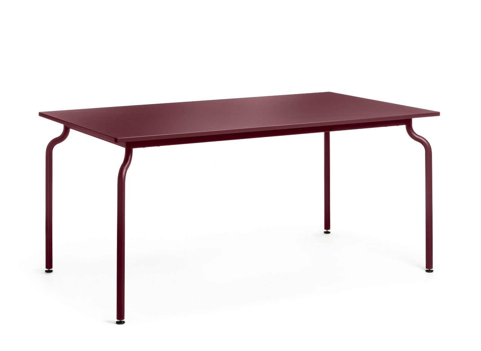 South Outdoor Table von Magis, Esstisch für den Garten, bordeauxrot, minimalistisches Design.