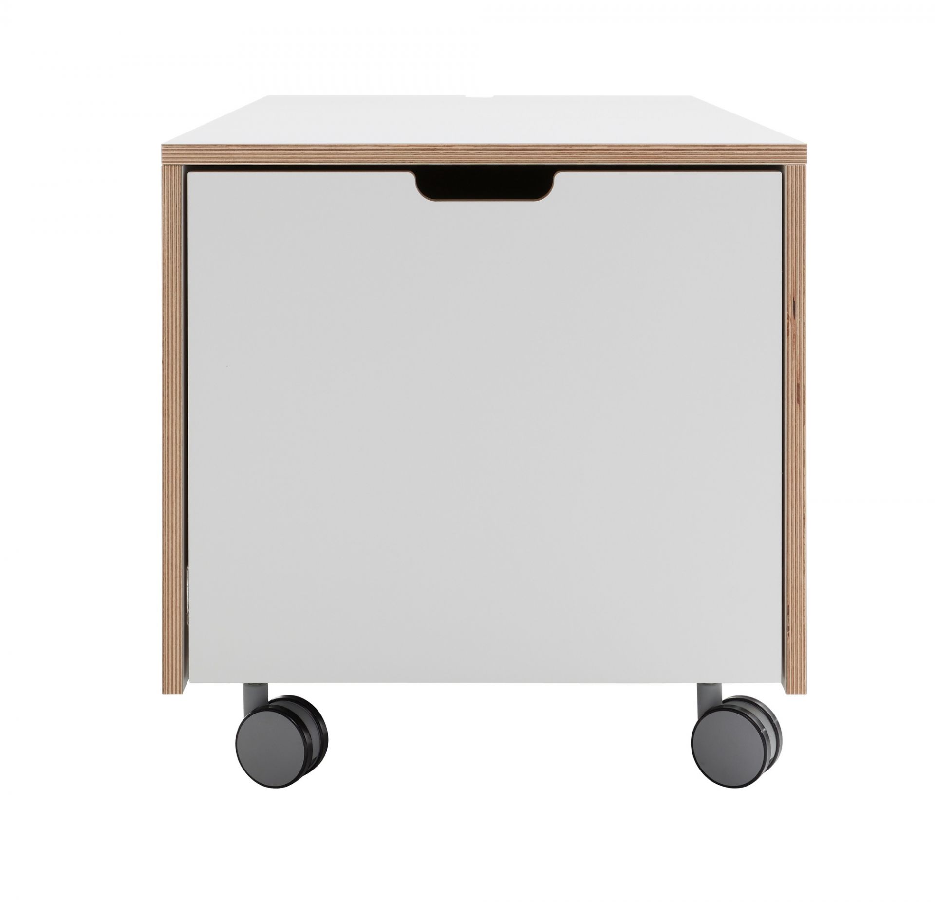 Komfort Bettkasten mit Schublade auf Rollen von Müller Möbelwerkstätten, weißes Designmöbel.