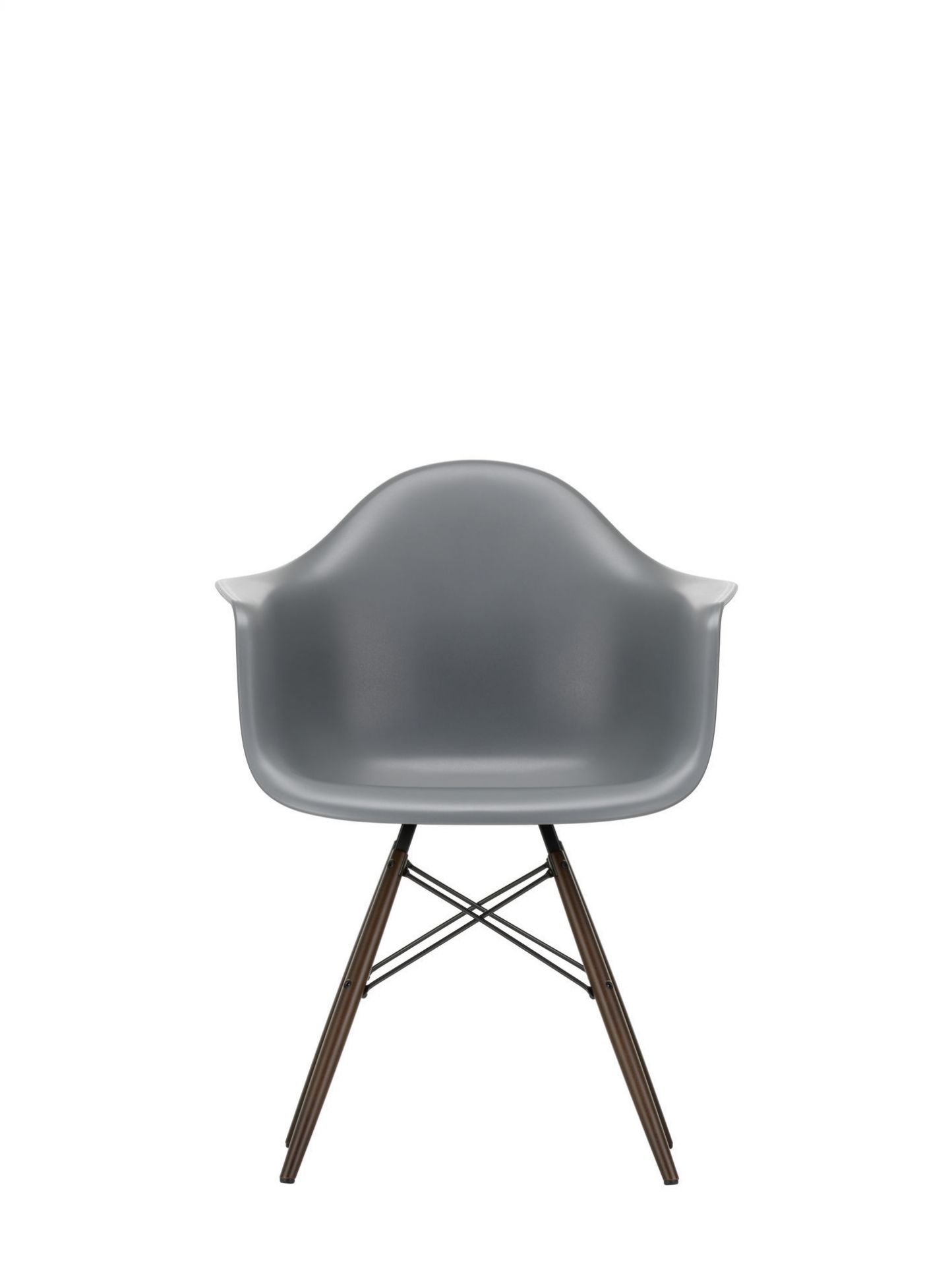 Eames Plastic Arm Chair DAW Stuhl in Meerblau mit Ahorn-Gestell von Vitra.