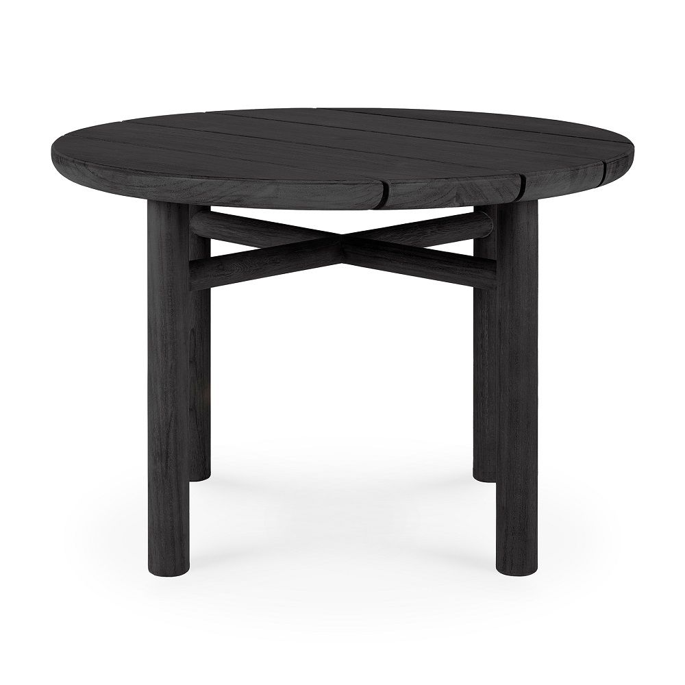 Schwarzer, runder Quatro Couchtisch aus Teakholz von Ethnicraft für den Außenbereich.