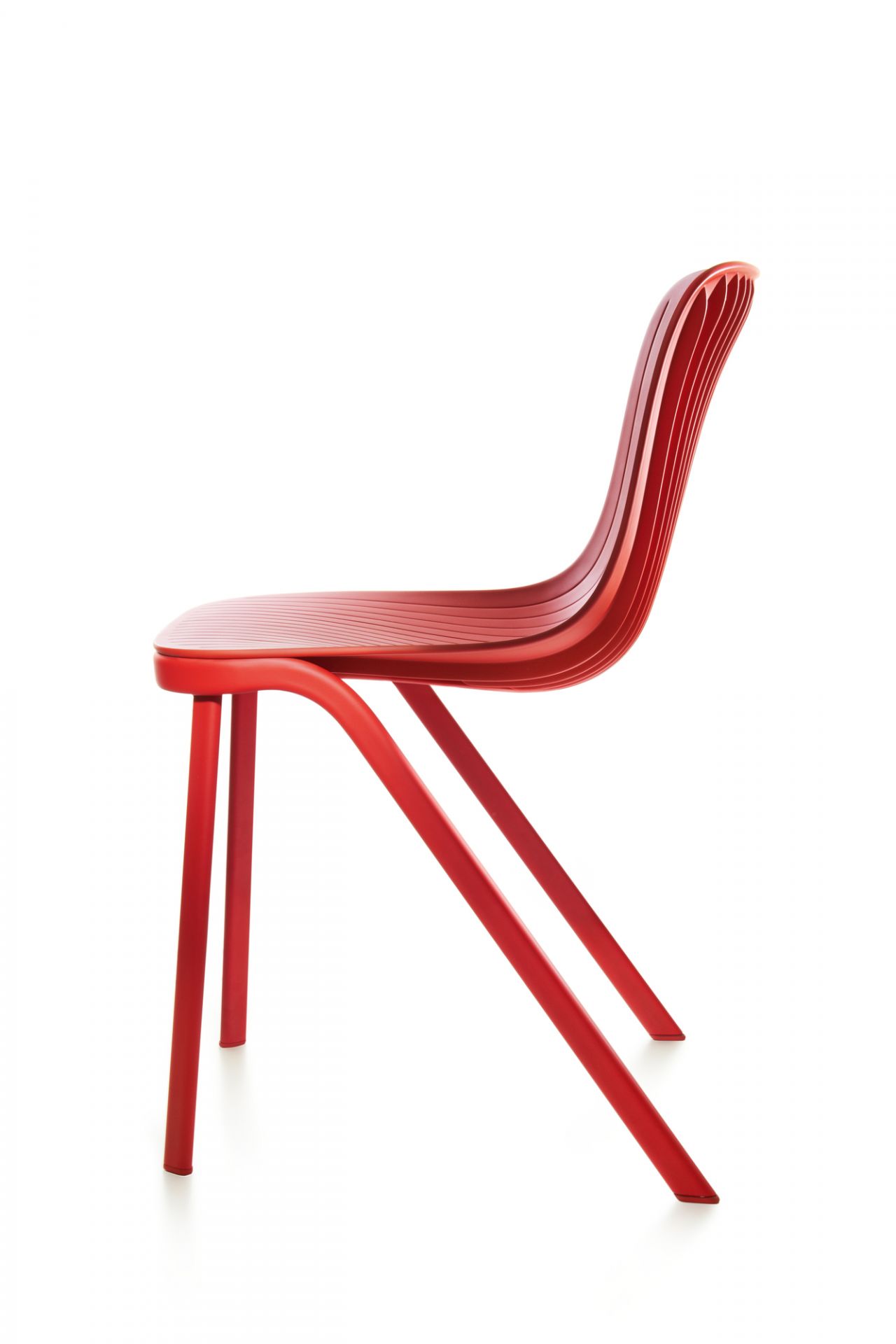 Dragonfly Stuhl mit Metallbeinen, Segis, beige, Seitenansicht. Moderner Stuhl für Esszimmer und Büro.