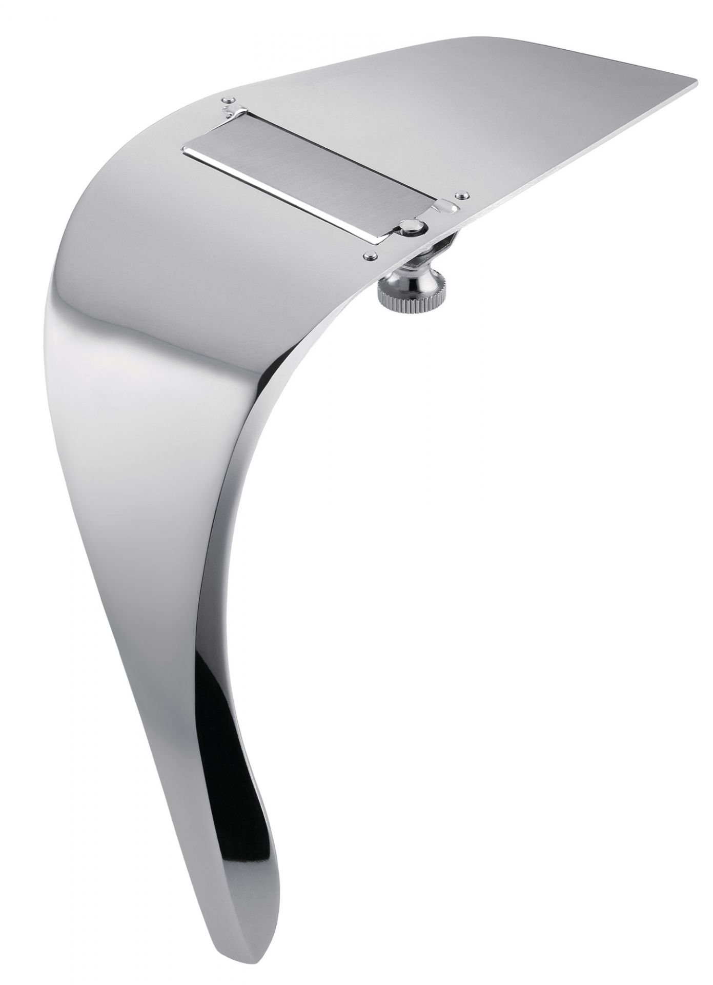 Bild eines eleganten, silberfarbenen Alba Trüffelhobels von Alessi, ein Küchenwerkzeug zum Hobeln von Trüffeln.