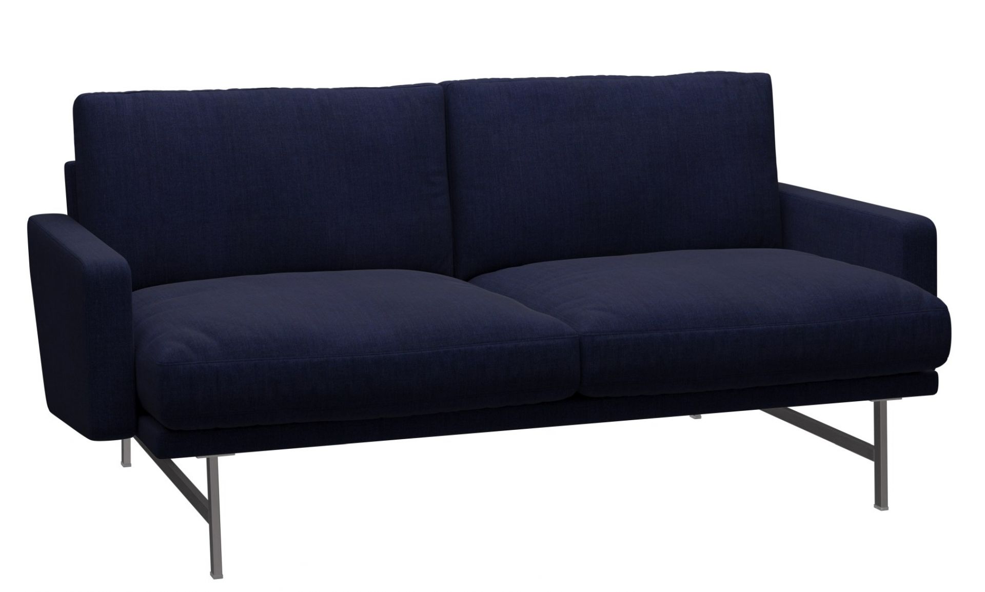 Blaues Lissoni Sofa von Fritz Hansen mit minimalistischem Design und Metallbeinen. Modernes Wohnzimmer Möbel.