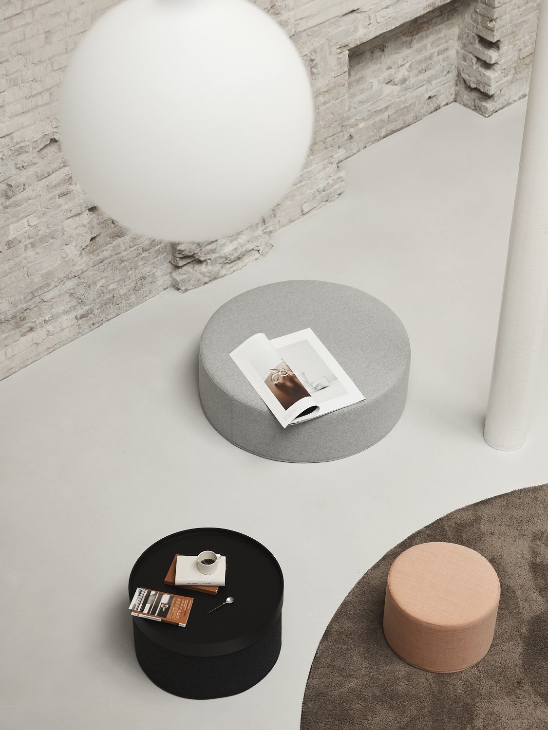 DRUM Tablett groß Ø62 cm Schwarz für Drum Hocker Softline EINZELSTÜCK