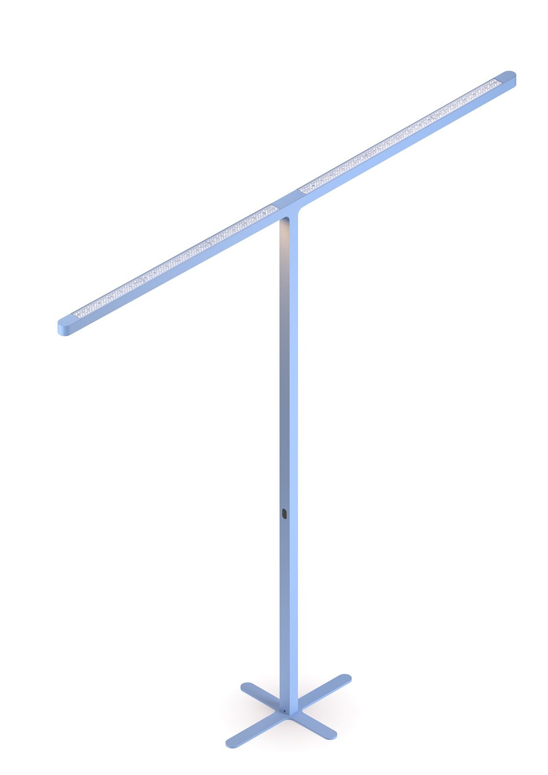 Team Cowork Stehleuchte in Grau: Moderne LED-Büroleuchte mit T-förmigem Design und Kreuzfuß für optimales Arbeitslicht.