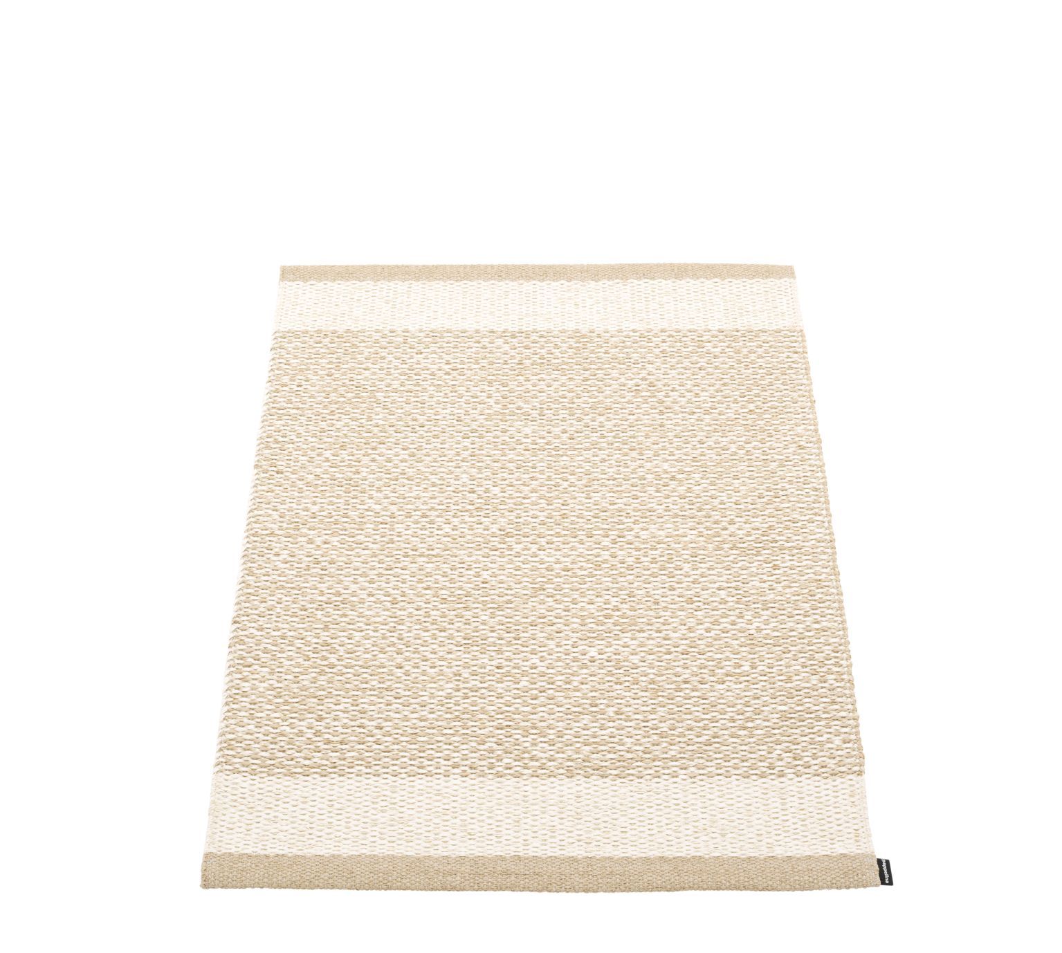 Beiger Pappelina Teppich "Edit" (60x85cm) mit Streifenmuster, ideal für Küche und Bad.