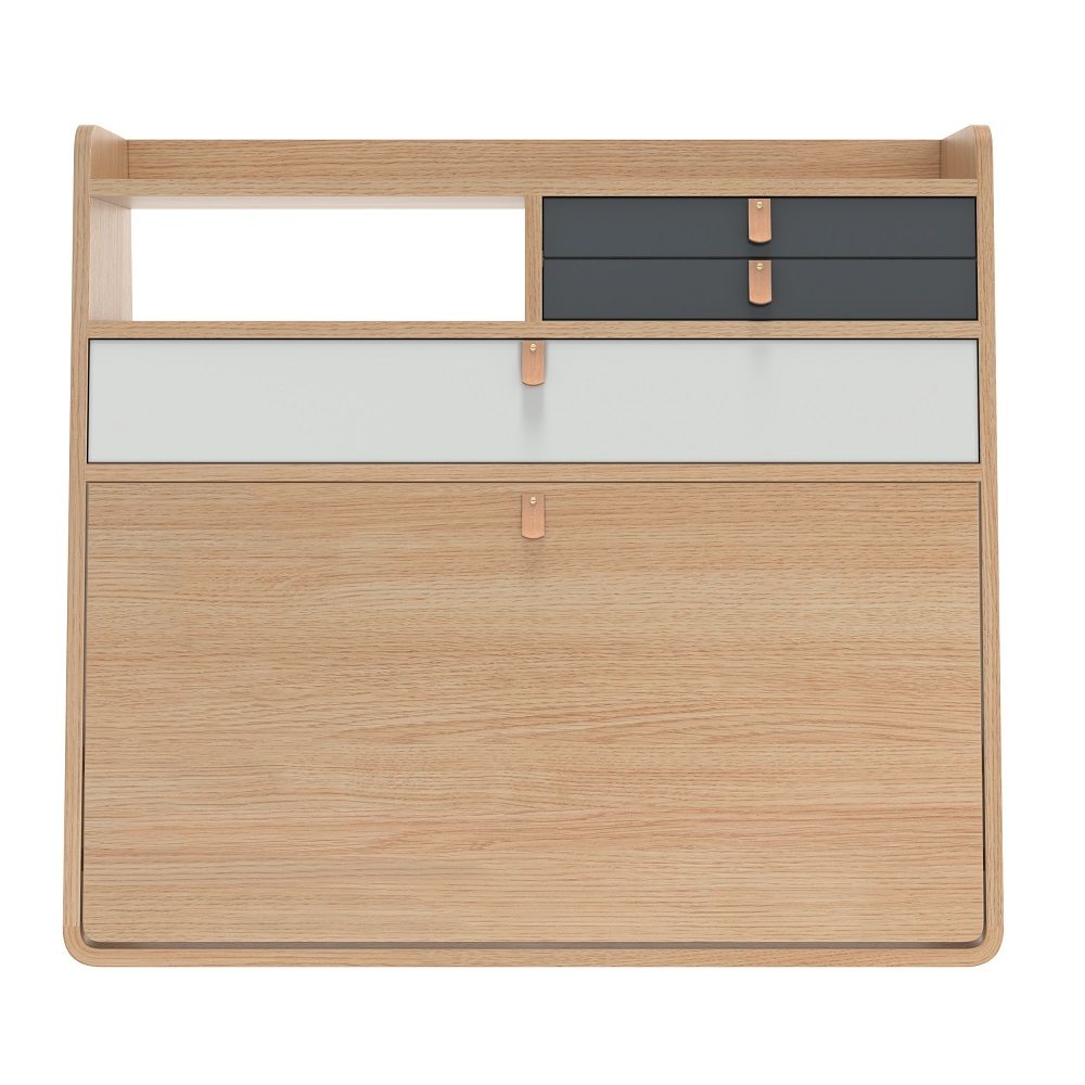 Gaston Wandsekretär von Hartô, Eiche, mit Schubladen und Klappe, ideal für kleine Räume.