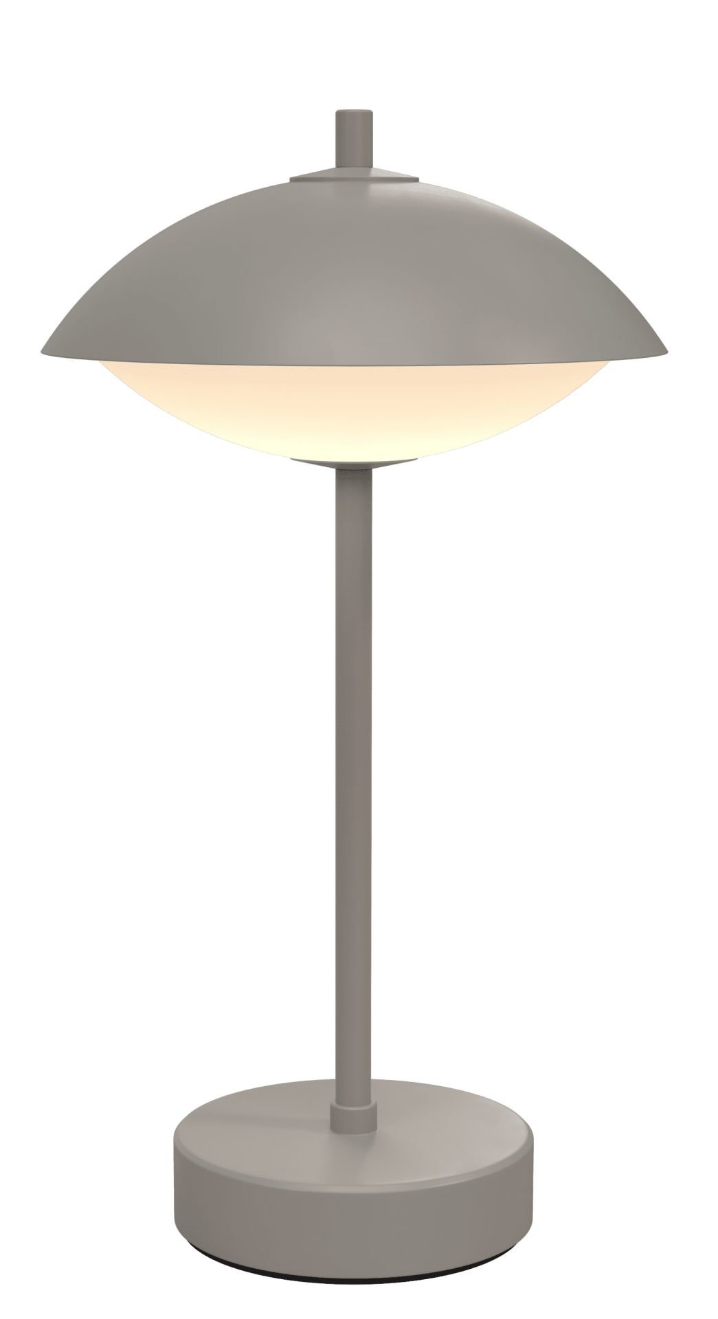 Graue Clam Tischleuchte von Fritz Hansen: Tragbare Akkuleuchte für den Innen- und Außenbereich.