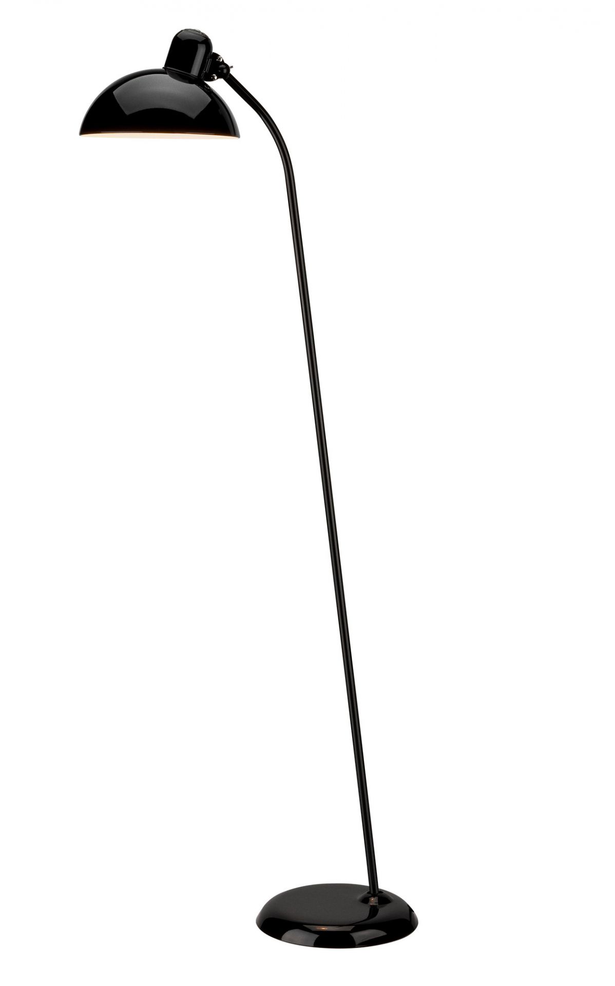 Schwarze KAISER idell Stehleuchte von Fritz Hansen, Modell 6556 F, hochglänzend. Designklassiker.