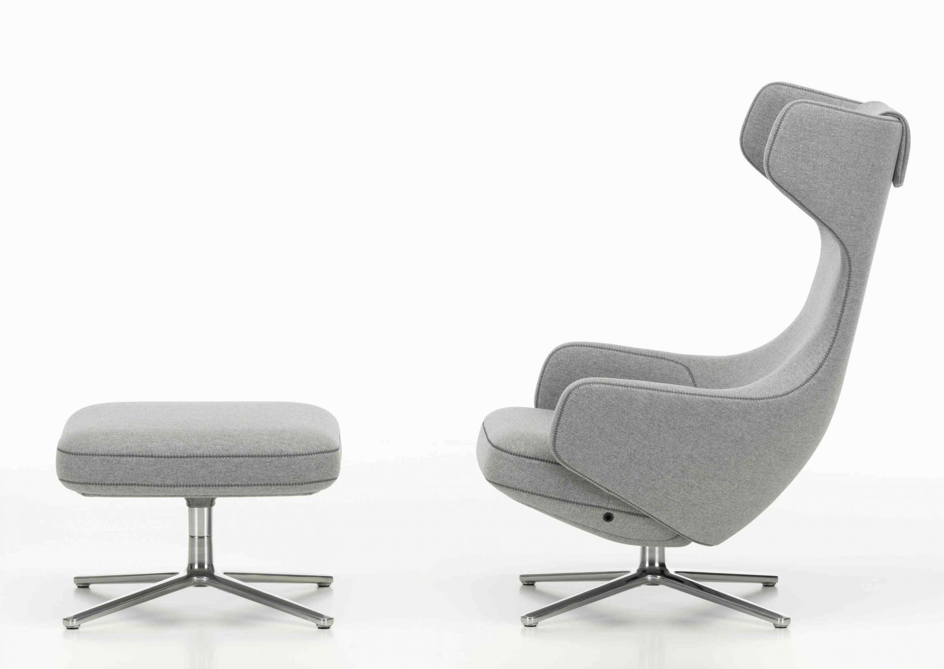 Grand Repos Sessel  + Ottoman Vitra Poliert  Cosy Kieselstein