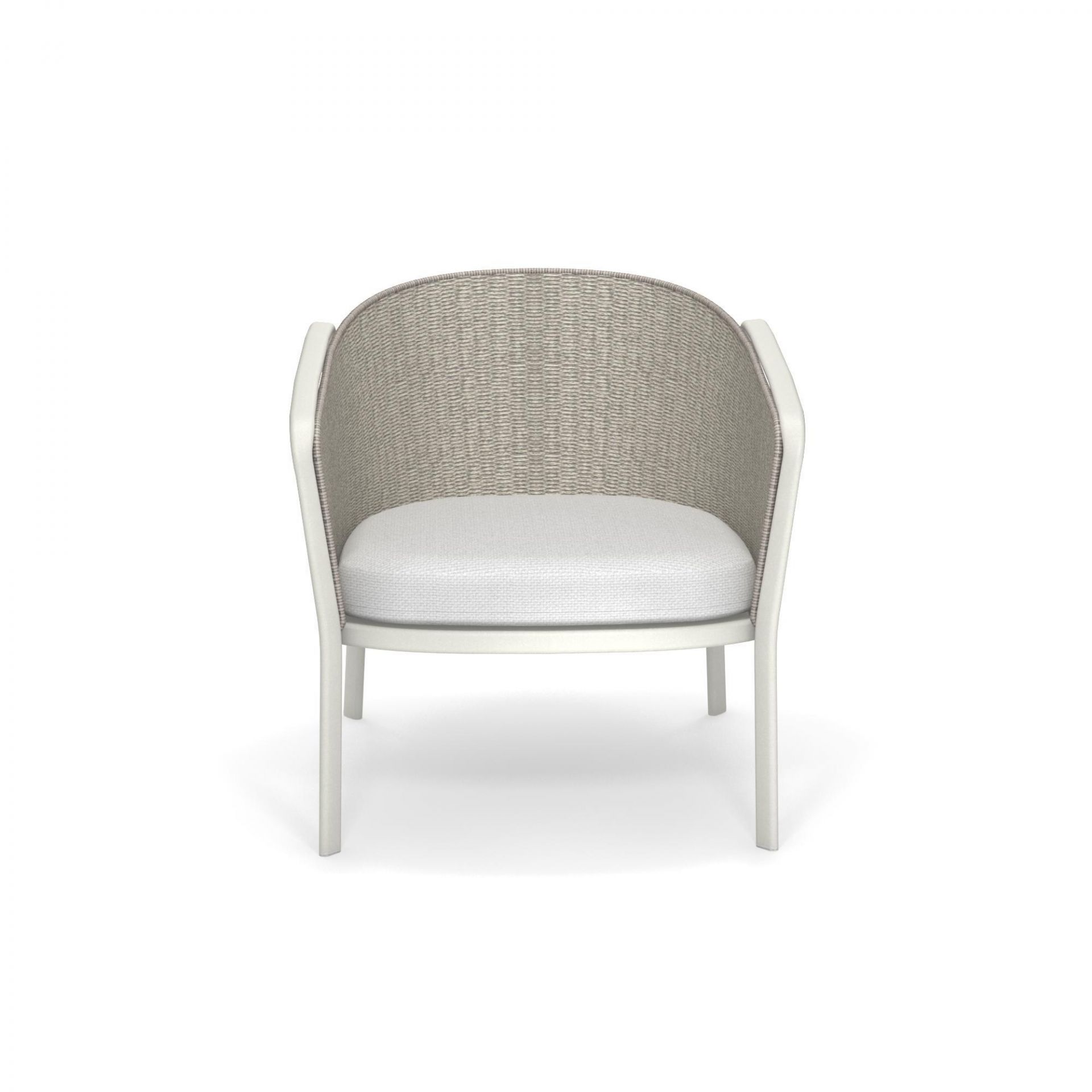 Carousel Loungesessel von Emu, weißes Gestell mit Melange Ivory Sitzfläche, Outdoor Möbel.
