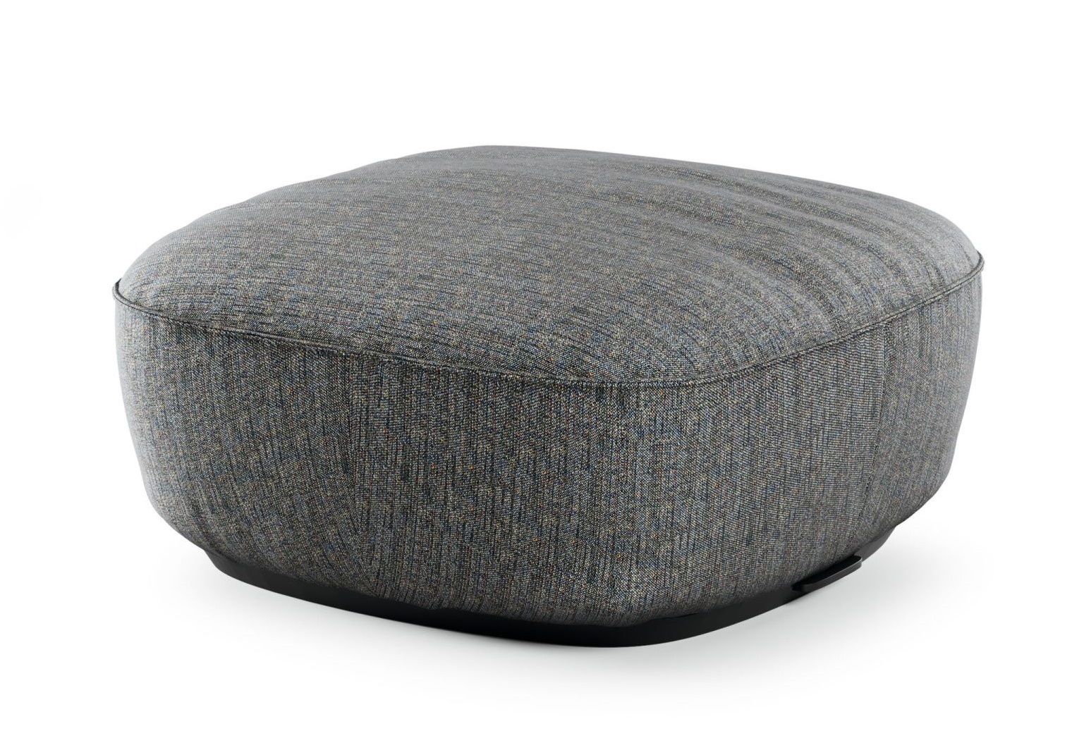Grauer Ishino Hocker von Walter Knoll mit Stoffbezug und schwarzem Sockel.
