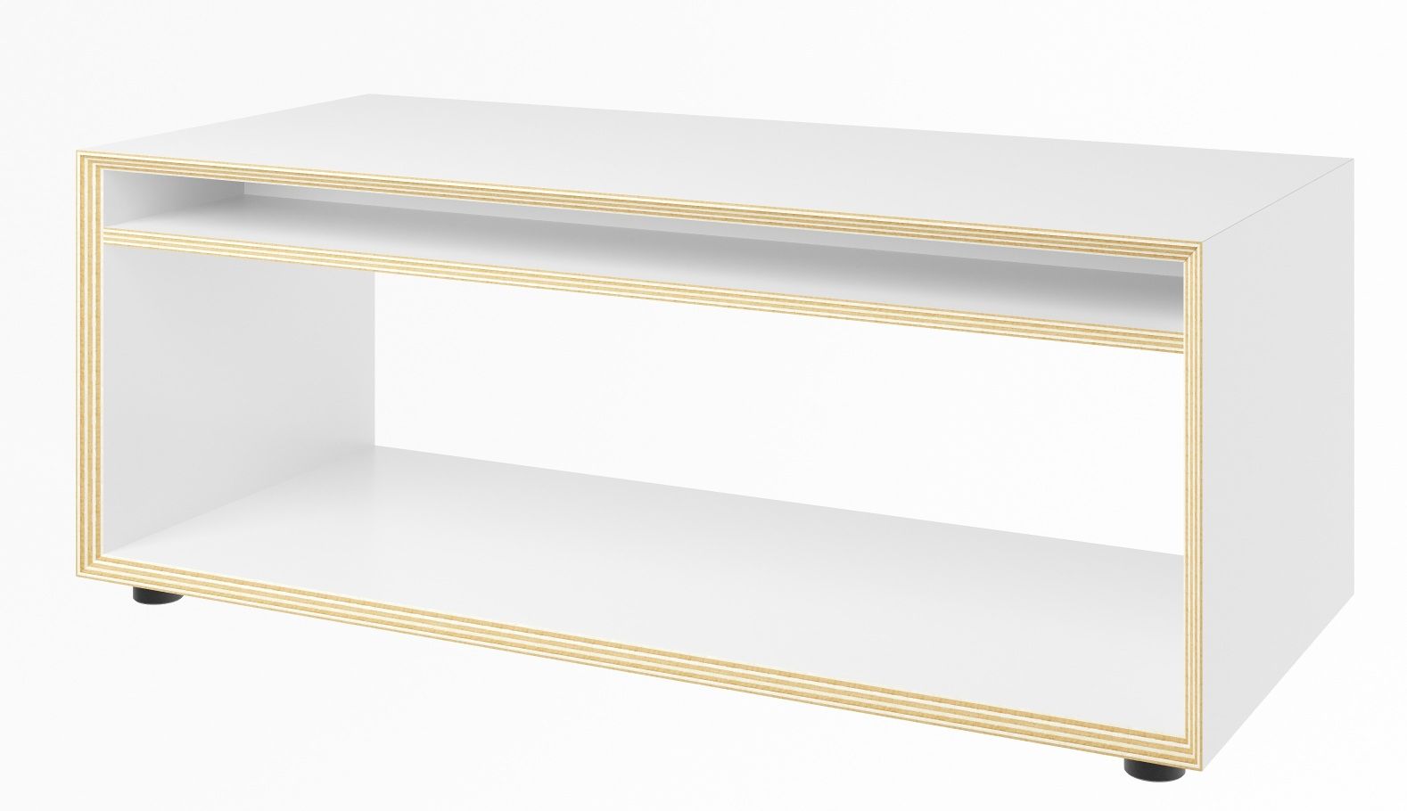 Vertiko Loop Beistelltisch von Müller Möbelwerkstätten, weißer Nachttisch mit Ablagefach und minimalistischem Design.