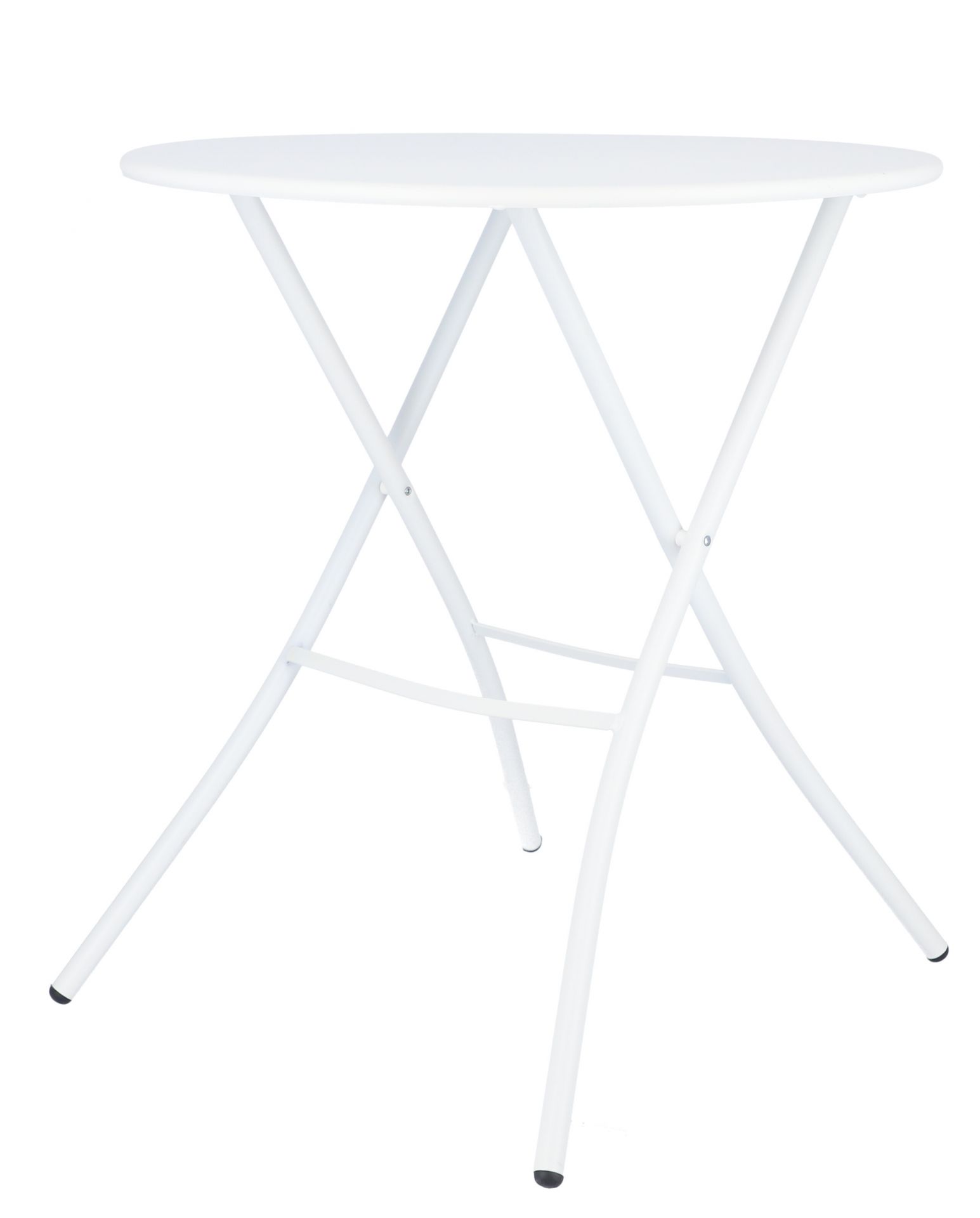 Weißer Fiam Klapptisch von Jan Kurtz, runder Gartentisch für den Außenbereich, Ø 67 cm.