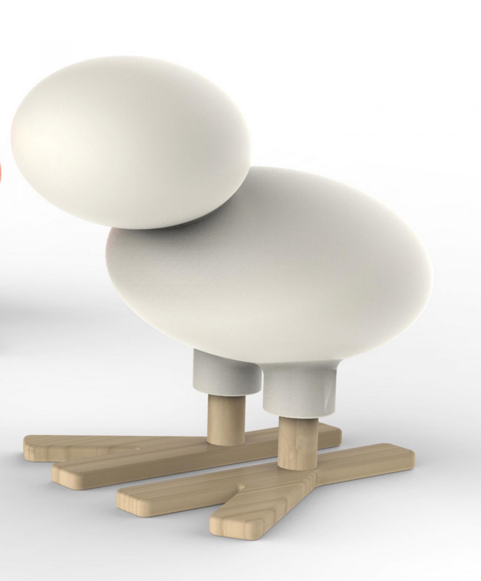 Weiße Happy Bird Figur von Magis, abstrakte Vogel-Skulptur aus Holz, modernes Designobjekt.