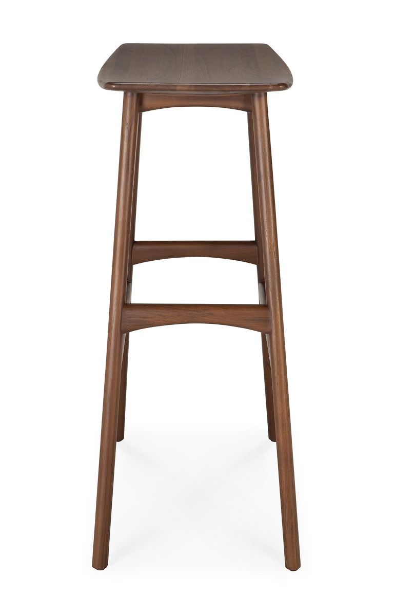 Osso Barhocker aus Teakholz in Dunkelbraun von Ethnicraft, moderne Sitzgelegenheit für Küche oder Bar.