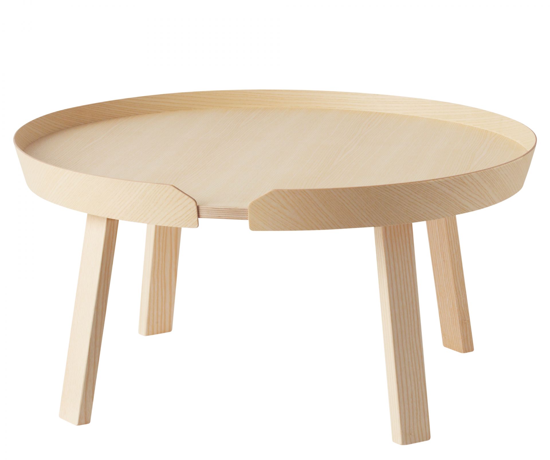 Muuto Around Coffee Table aus Eiche, großer runder Couchtisch aus hellem Holz.