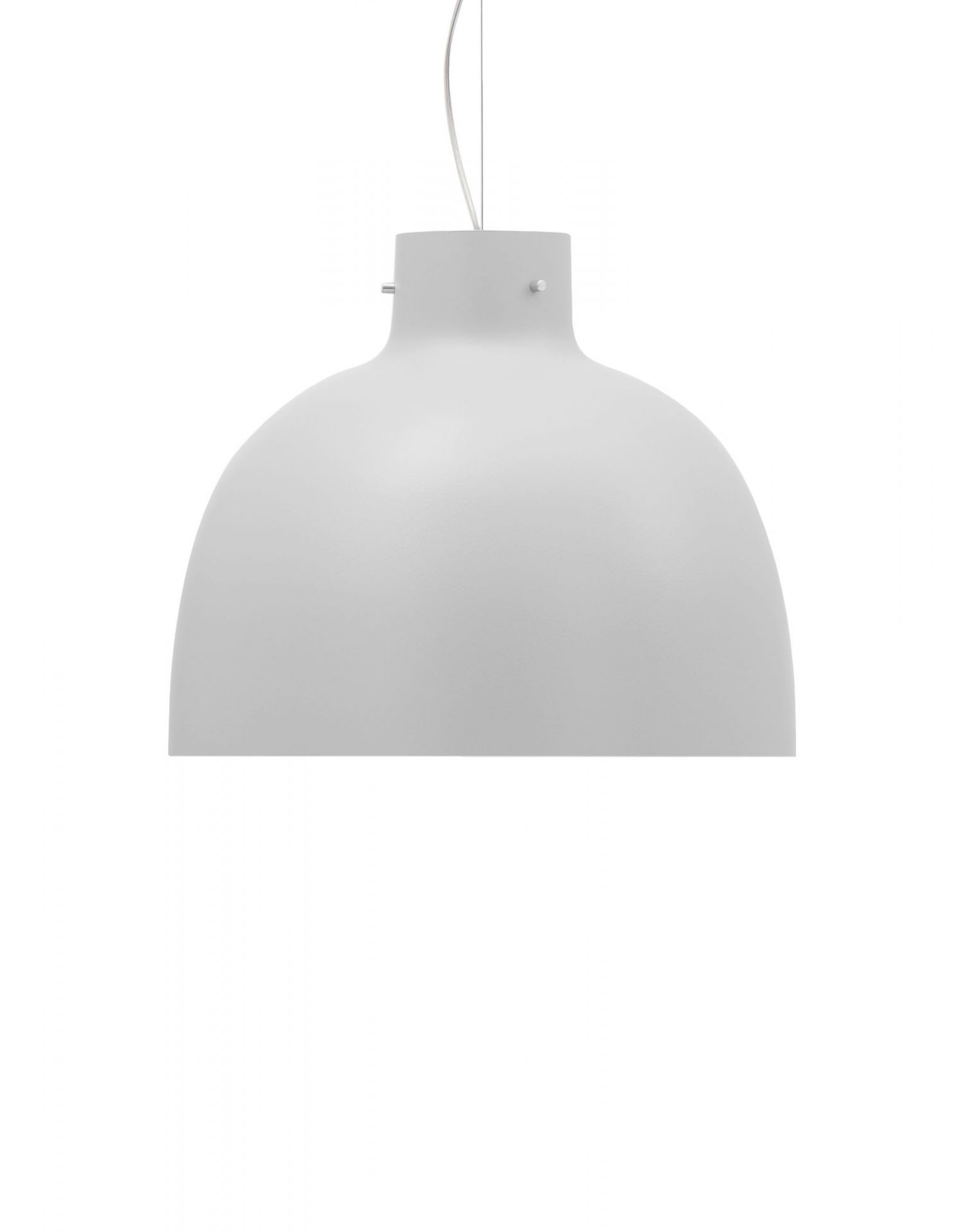 Weiße Bellissima Pendelleuchte von Kartell, moderne Hängelampe für Wohnzimmer und Esszimmer.