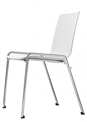 Weißer Thonet Stuhl S 260/A ohne Armlehne mit verchromtem Stahlrohrgestell, moderner Designstuhl für Büro und Wohnbereich.