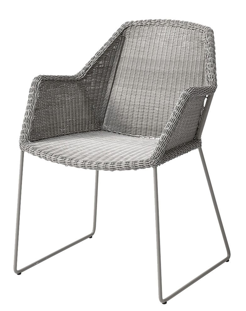 Breeze Outdoor Stuhl mit Kufengestell in Taupe, Cane-Line Geflecht für Garten und Terrasse.