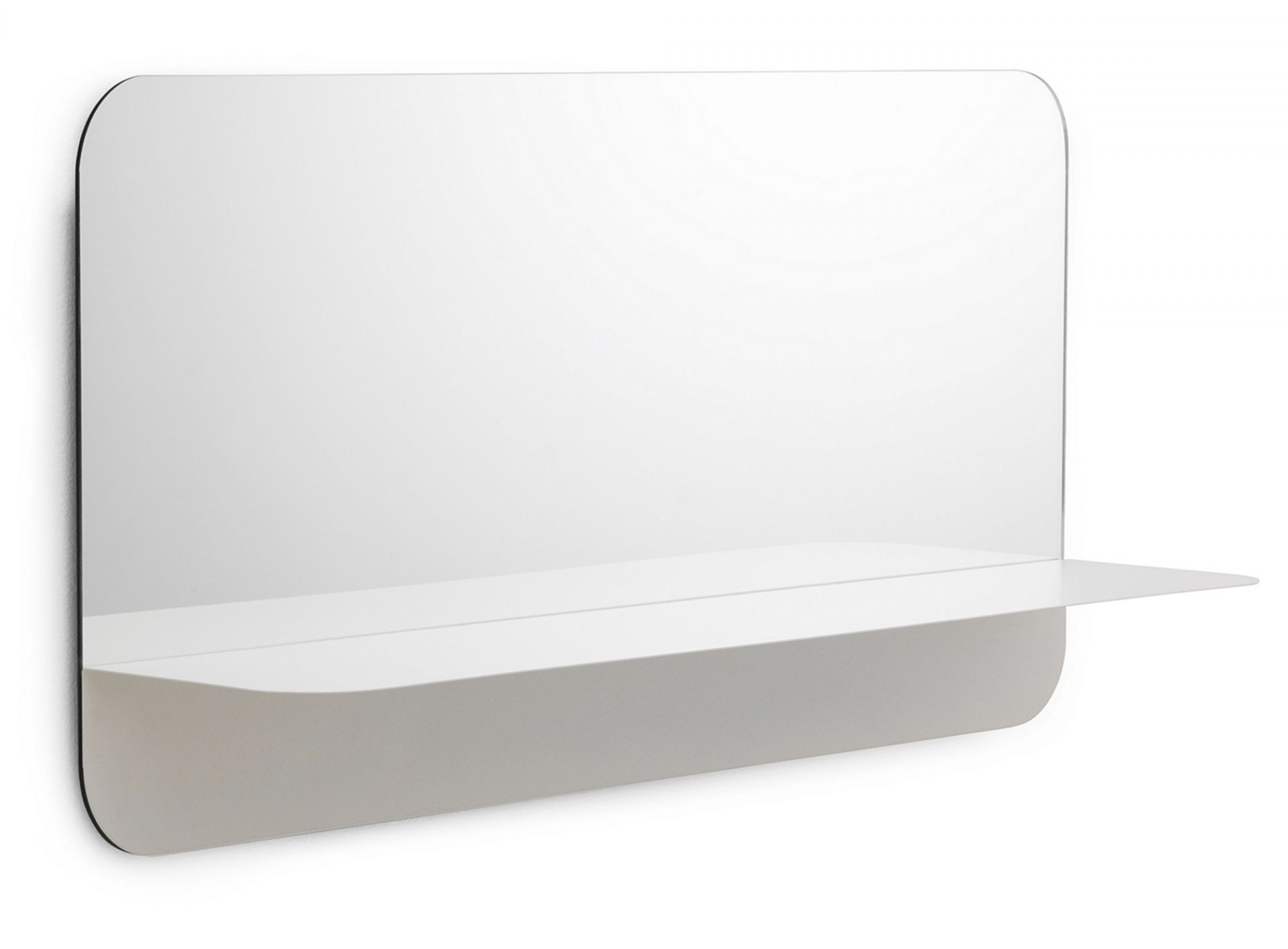 Horizontaler Horizon Spiegel von Normann Copenhagen mit Ablage in Weiß.