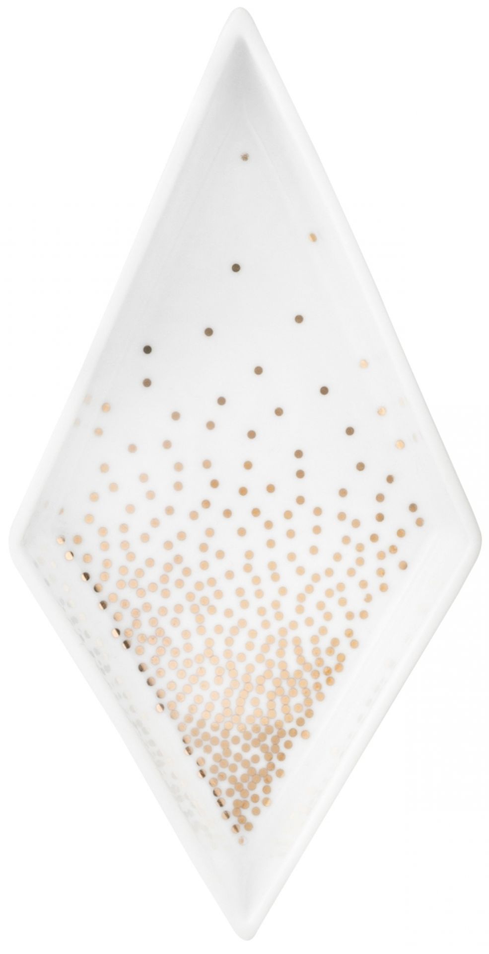 Sternenteller: Weiße Servierschale in Rautenform mit goldenen Punkten, Räder Design für stilvolles Anrichten.