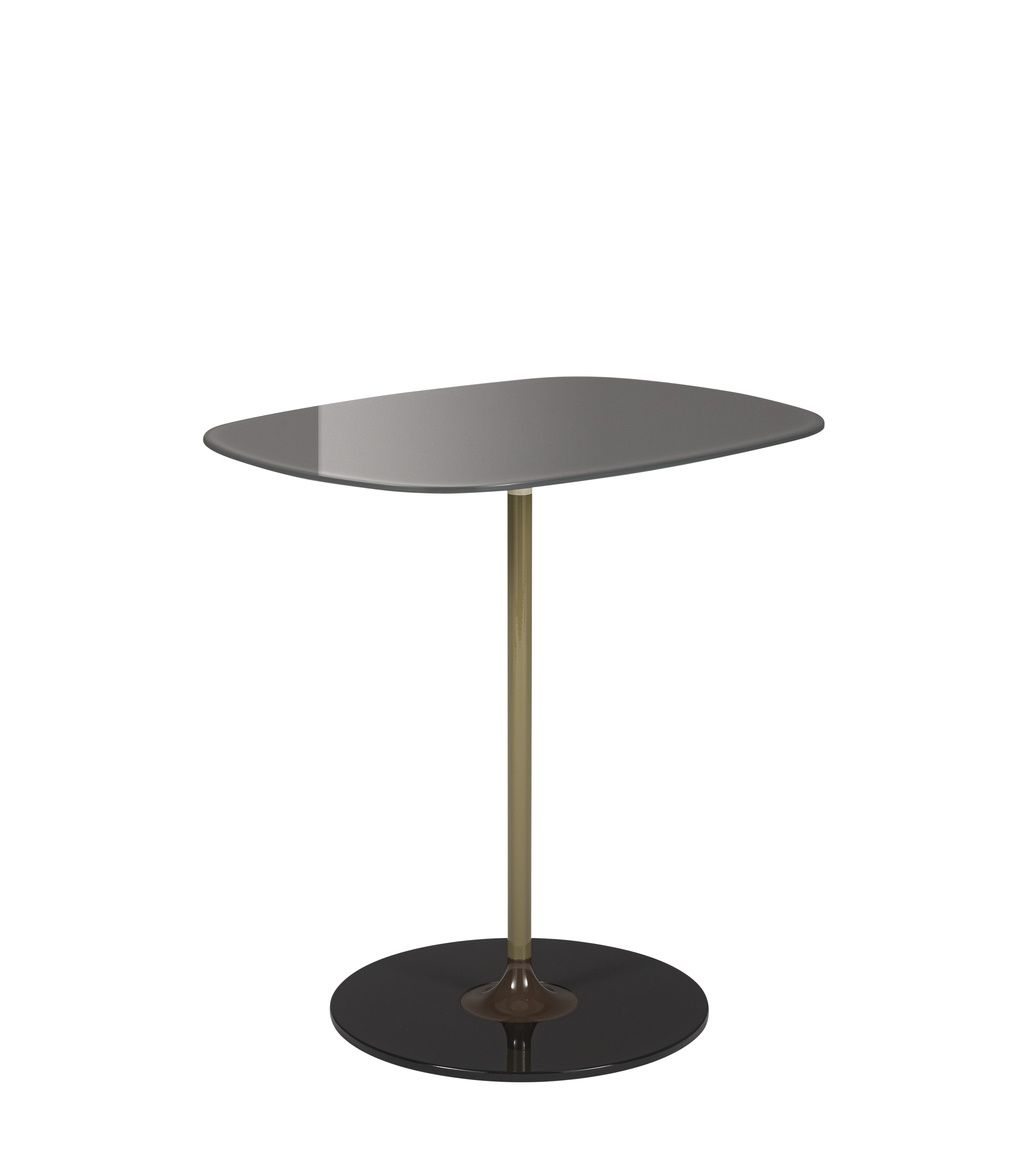 Grauer Thierry 4042 Tisch von Kartell: Moderner Beistelltisch mit runder Basis und grauer Tischplatte.