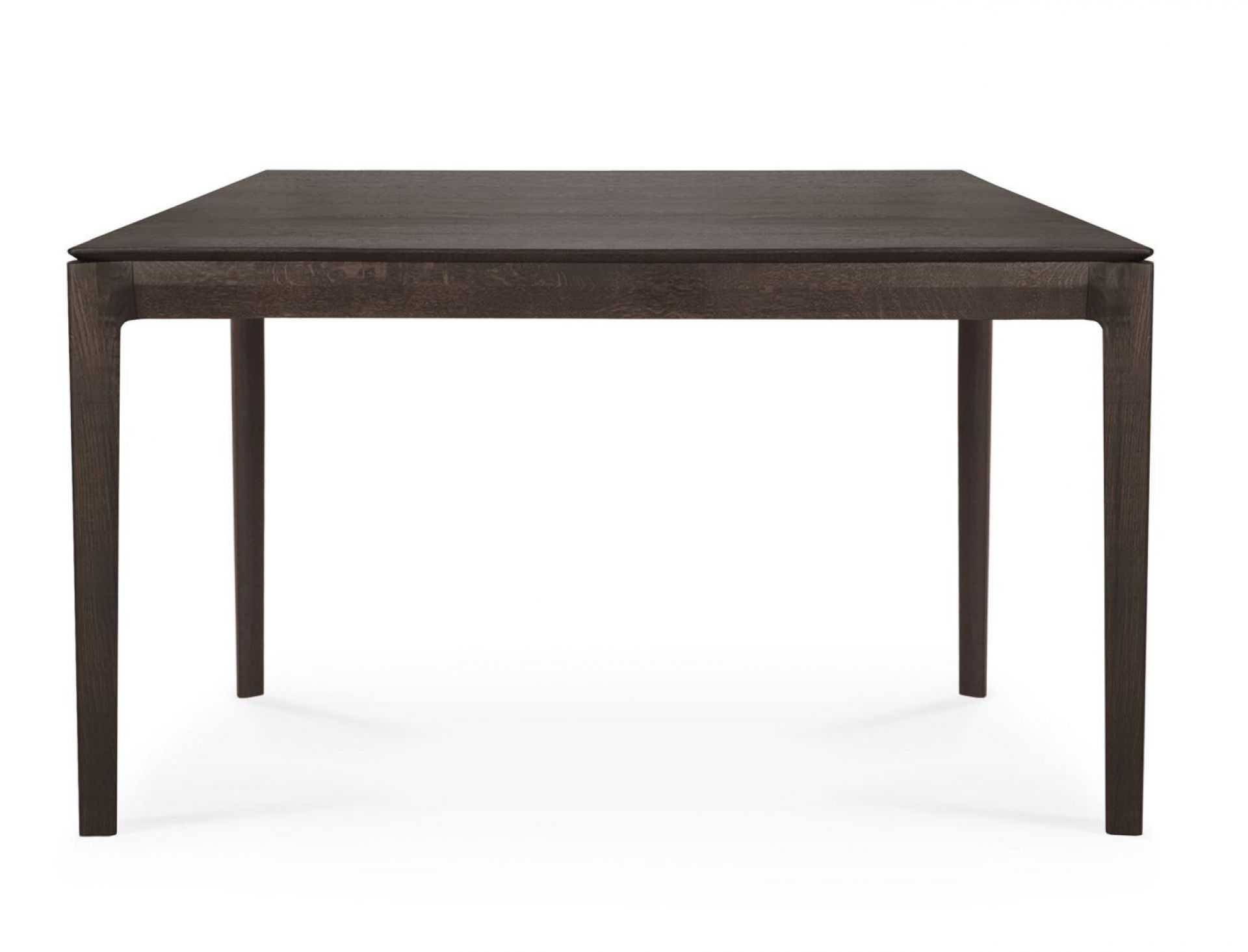 Ethnicraft Bok Tisch: Quadratischer Esstisch aus braun lackiertem Eichenholz, modernes Design.