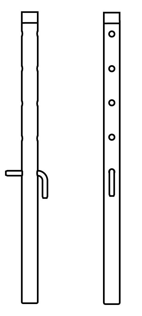 Verlängerungsstäbe für Eiermann Tischgestell in Weiß: Detailansicht der Stahlrohr-Konstruktion mit Bohrungen und Einhängevorrichtung.