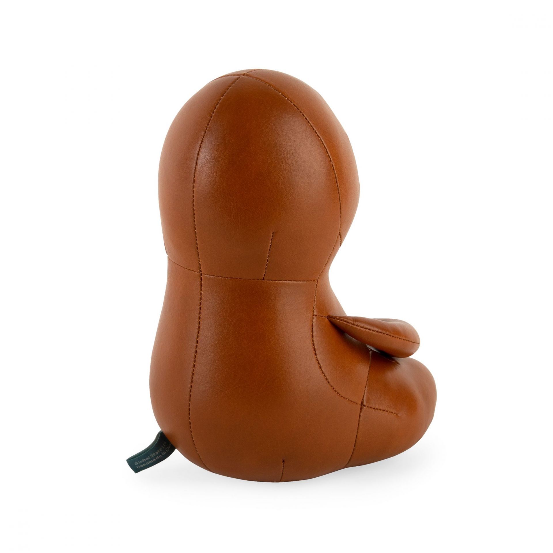 Rückansicht der Züny Faultier Buchstütze in Tan/Weizen, ein dekoratives und nützliches Wohnaccessoire.