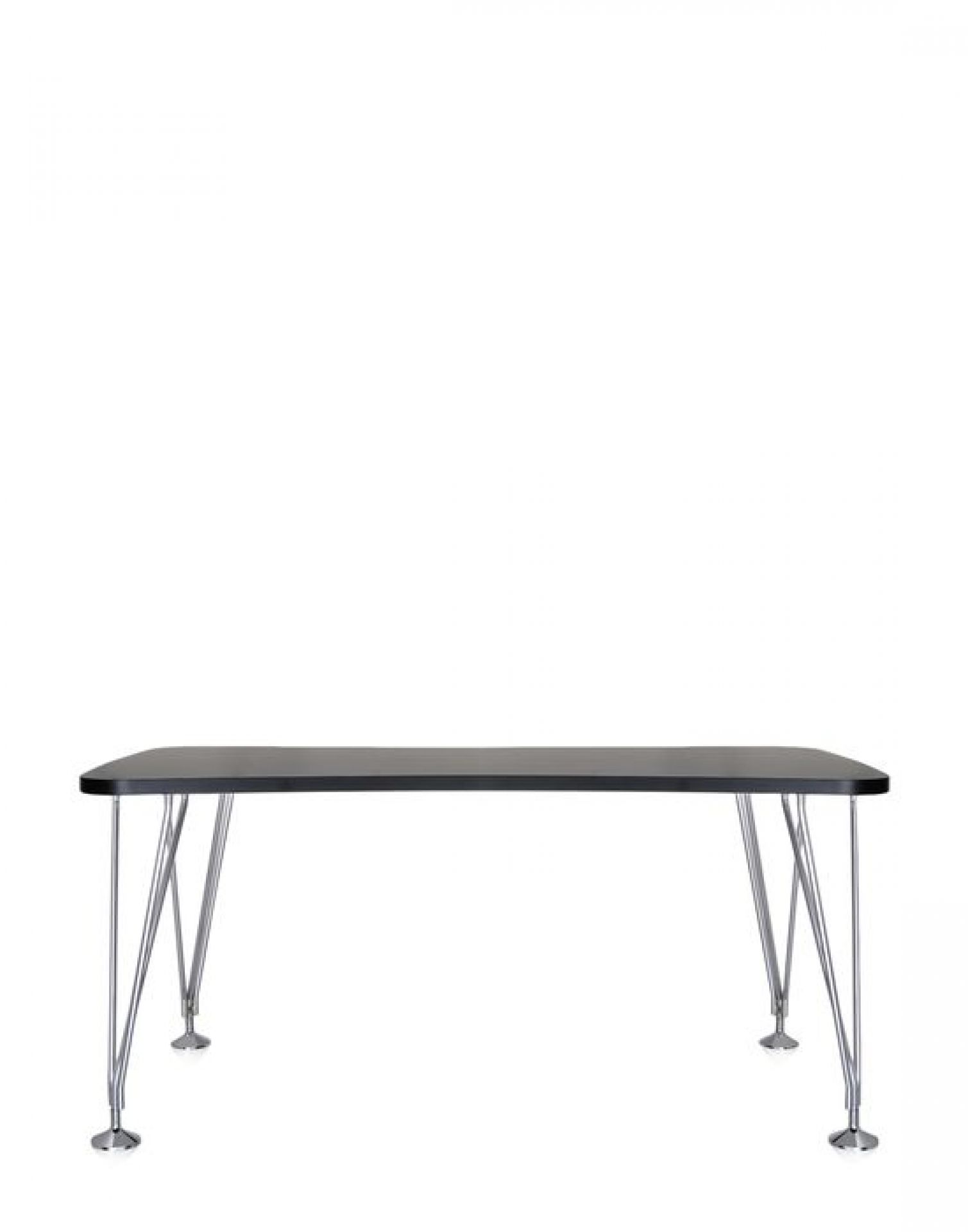 Schwarzer Max Tisch von Kartell mit Chrombeinen, ideal als Esstisch oder Schreibtisch.