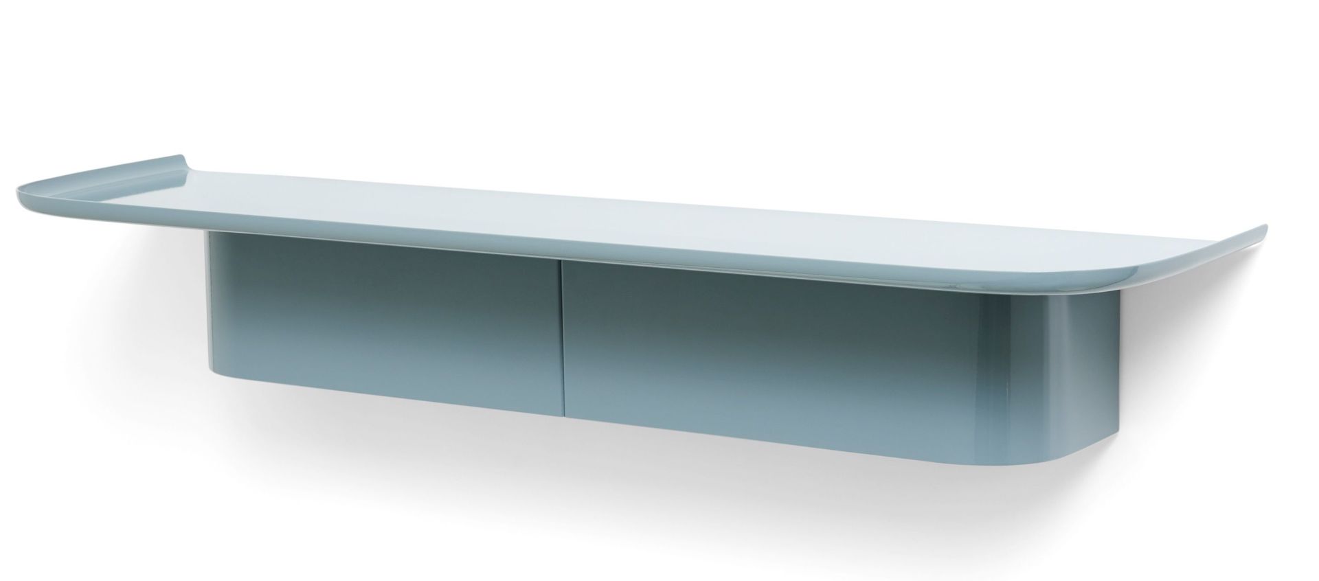 Blaues Korpus Shelf Wandregal von Hay, kleines Regal mit Stauraum für moderne Wandgestaltung.